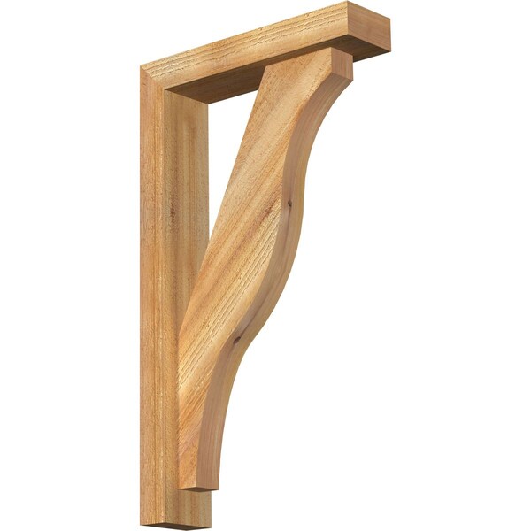 Ekena Millwork Funston Block Rough Sawn Bracket w/ Offset Brace, Western Red Cedar, 4"W x 16"D x 28"H BKT0402X16X28FST05RWR - main
